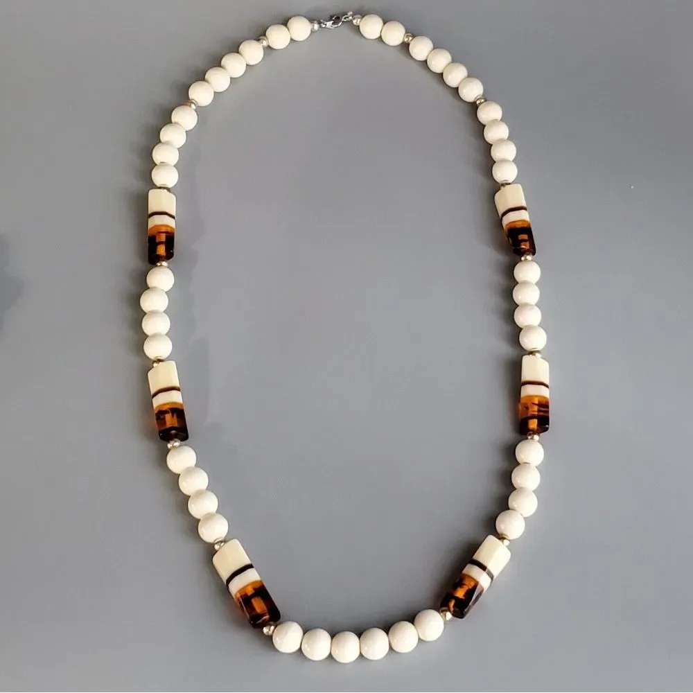 Vintage Rootbeer Lucite‎ Beads Long Necklace 30